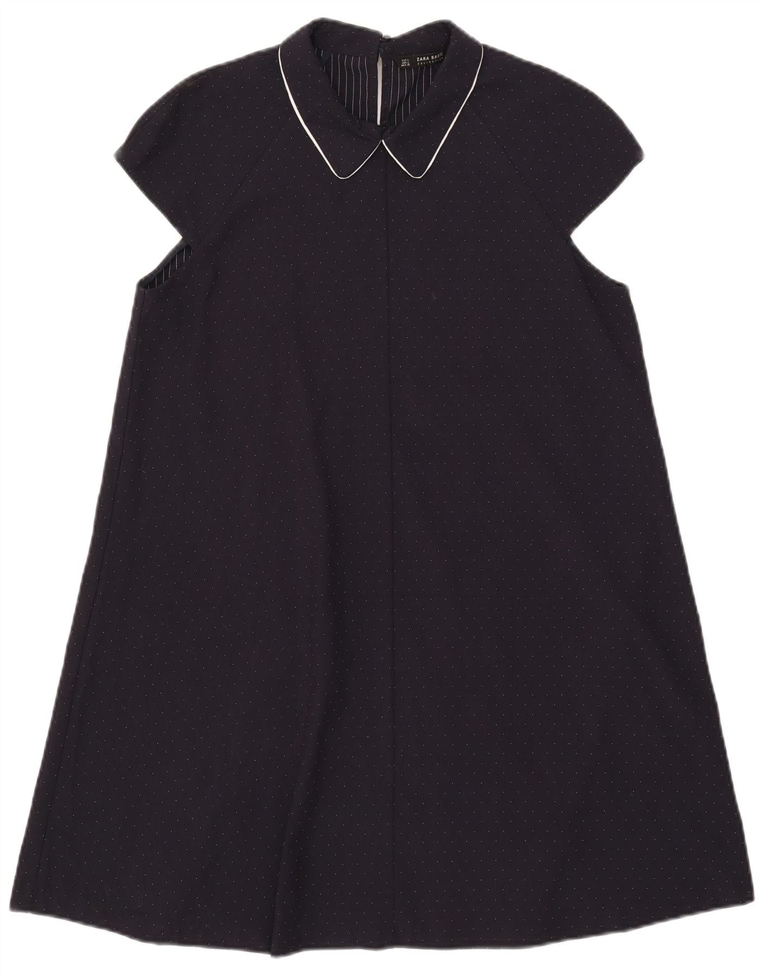 Zara A-Linien-Kleid für Damen, Größe 44, Marineblau, gepunktet, Polyester