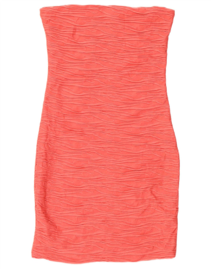 Zara Damen Trägerloses, figurbetontes Kleid UK 14 Mittelrosa Polyester