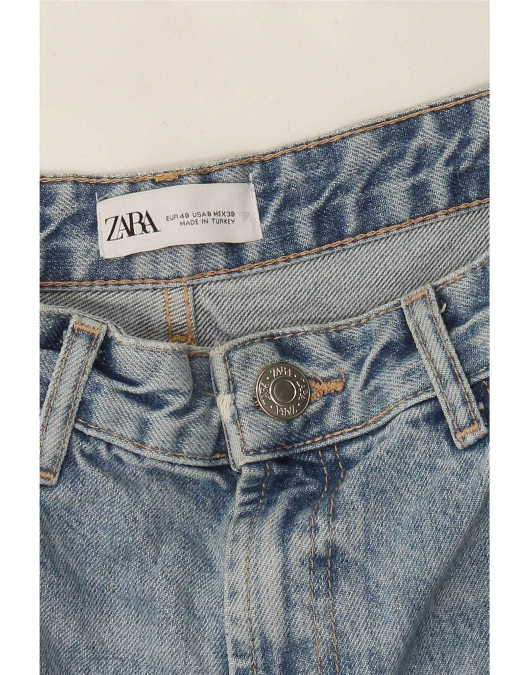 Zara Damen Distressed Jeans mit weitem Bein EU 40 Mittel W30 L32 Blau
