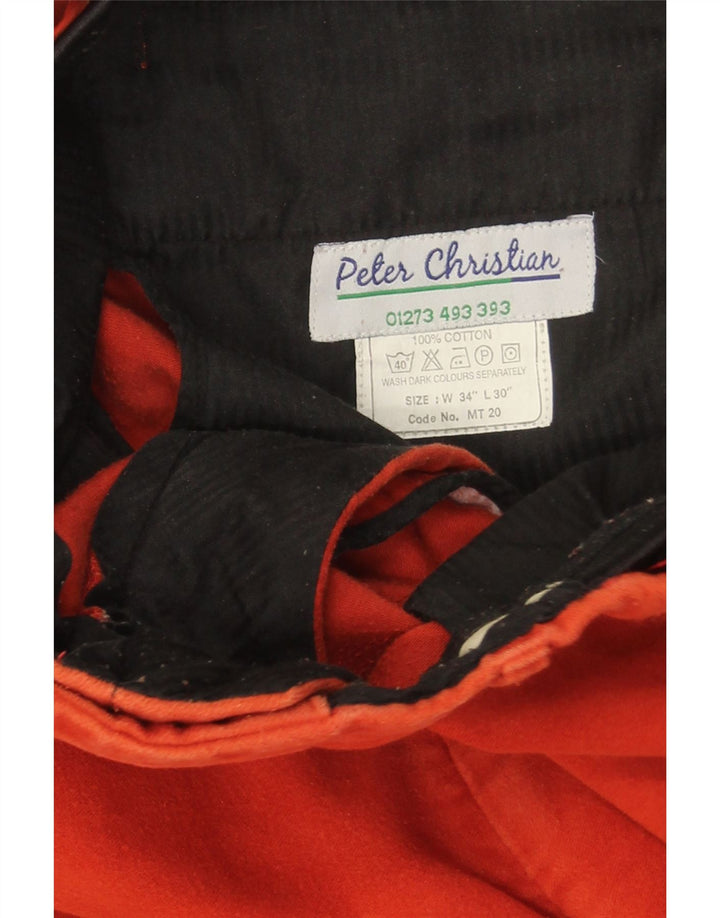 PETER CHRISTIAN Gerade Chinohose für Herren, W34, L30, rote Baumwolle