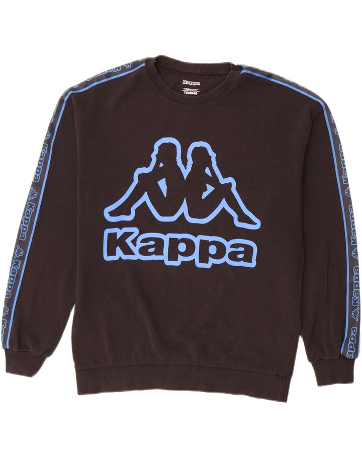 KAPPA Boys Tezenis Graphic Sweatshirt Jumper 15-16 Years Black