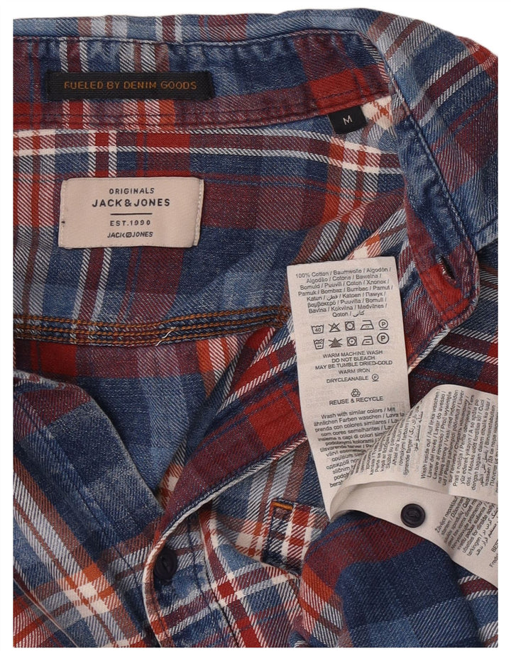 Jack & Jones Herren-Jeanshemd aus mittelblauer Baumwolle mit Karomuster in Marineblau