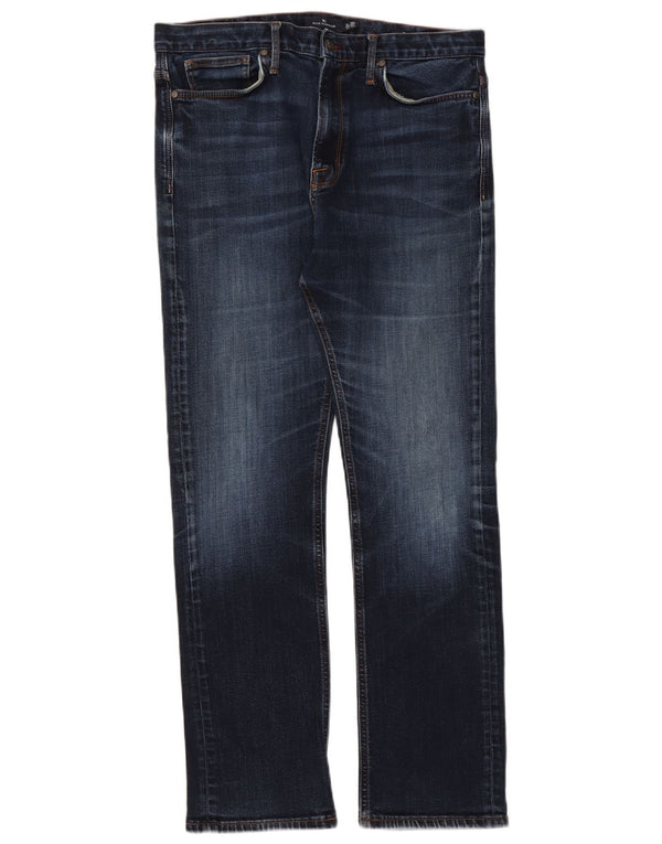 Marks & Spencer Damen Blue Harbor Straight Jeans W36 L31 Marineblaue Baumwolle
