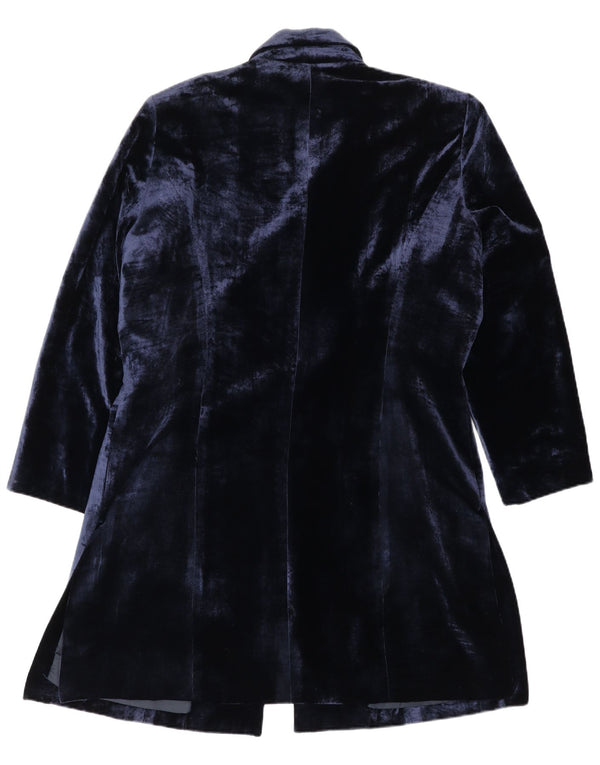 Hardy Amies Damen Longline-Blazer aus Samt, EU 46, XL, Marineblau, Acryl