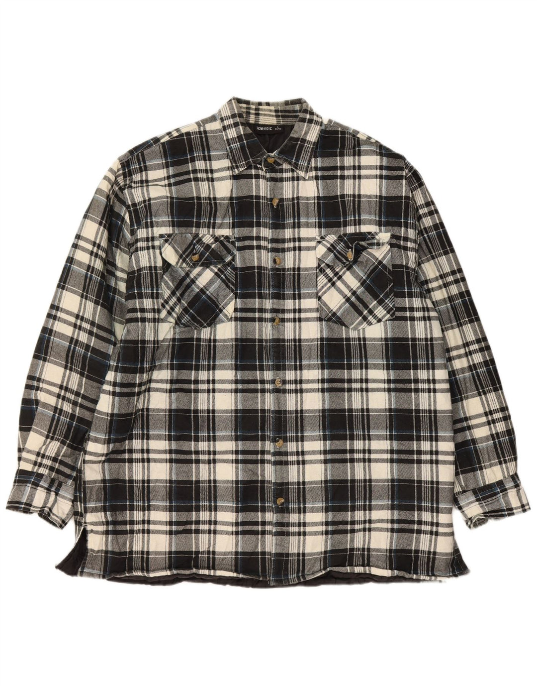 Identisches Lumberjack-Flanellhemd für Herren, Größe 41/42, groß, schwarz kariert, Baumwolle