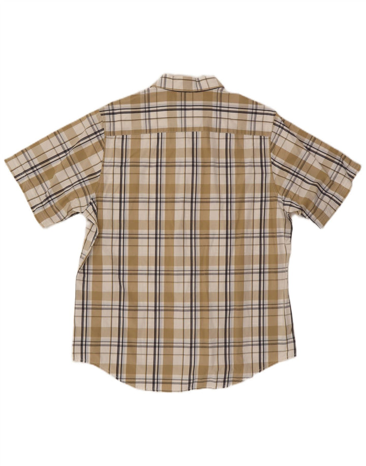 Timberland Herren-Kurzarmhemd, groß, beige, kariert, Baumwolle