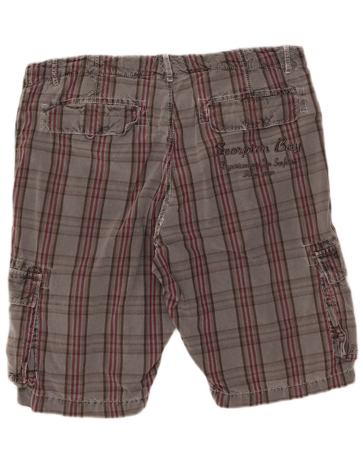 Scorpion Bay Herren-Cargoshorts W36, große grau karierte Baumwolle