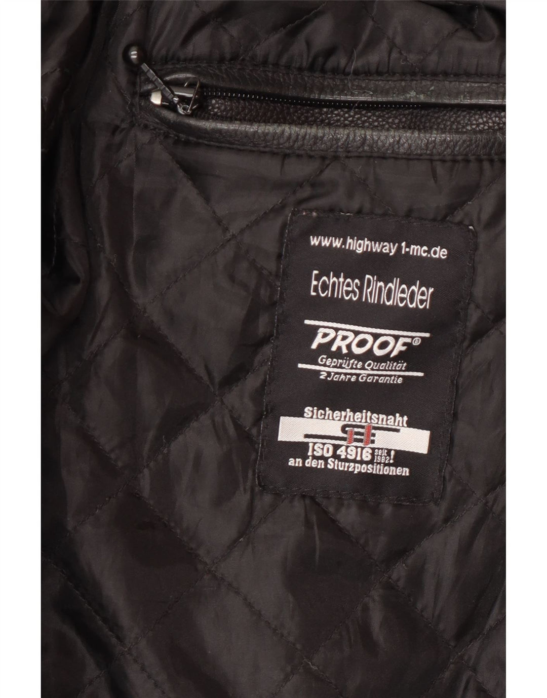 Highway 1 Herren-Leder-Bikerjacke, Größe 60 4XL, schwarzes Leder