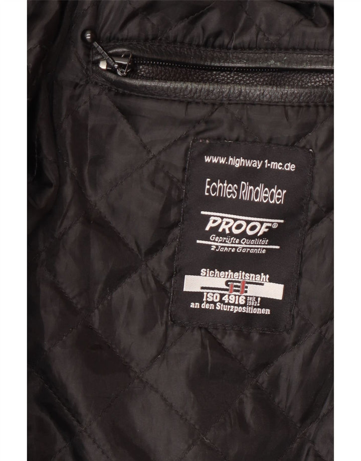 Highway 1 Herren-Leder-Bikerjacke, Größe 60 4XL, schwarzes Leder