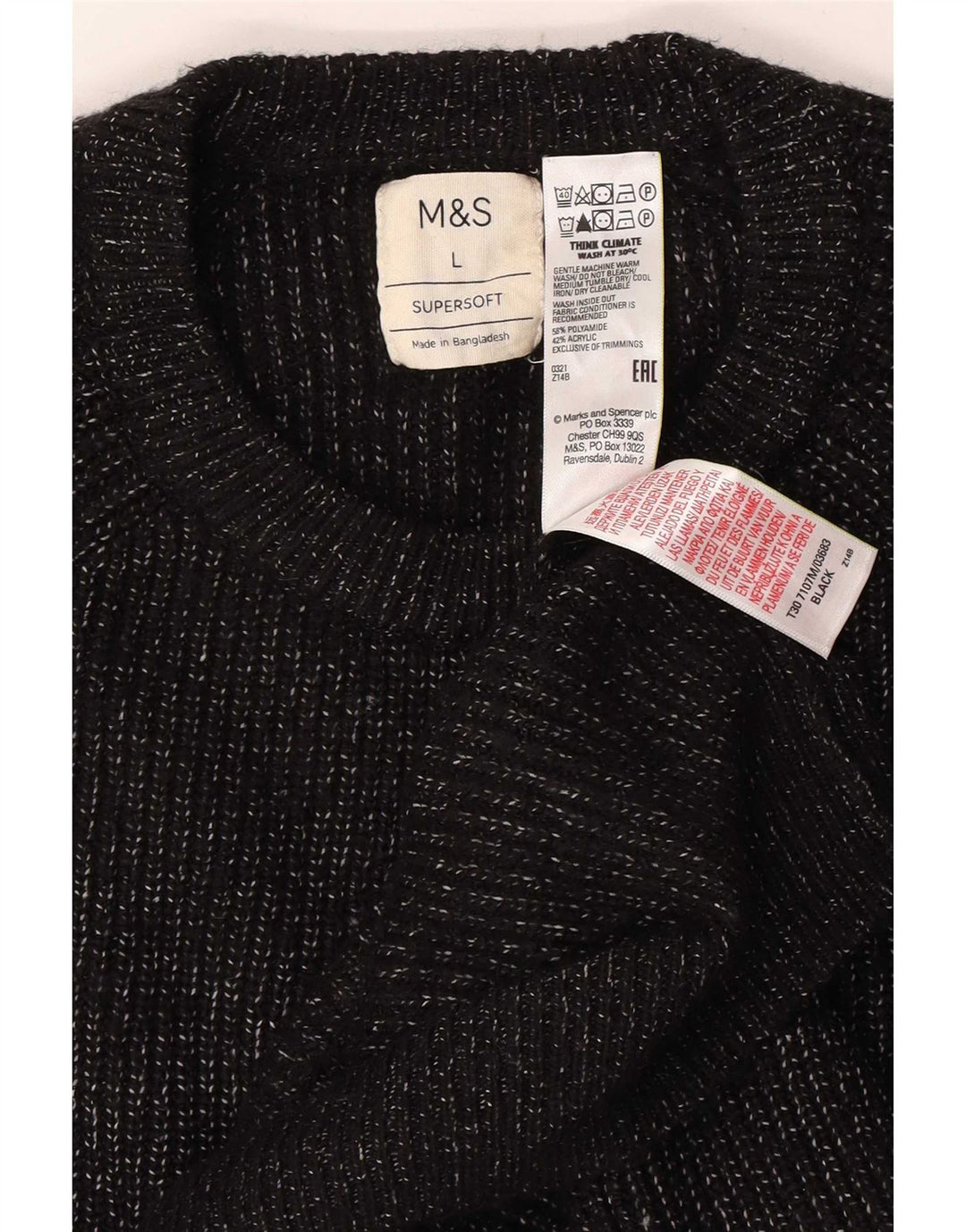 Marks & Spencer Herren-Pullover mit Rundhalsausschnitt, groß, schwarz geflecktes Polyamid