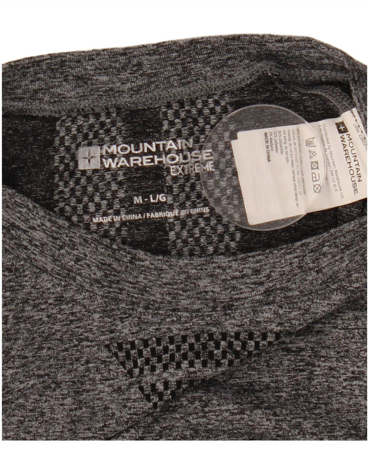 Mountain Warehouse Herren-Oberteil mit langen Ärmeln, mittelgraues geometrisches Polyamid