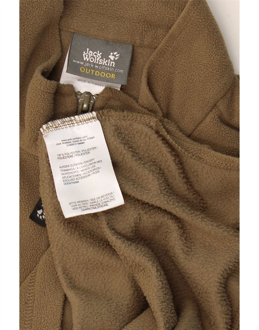 JACK WOLFSKIN Herren-Fleecepullover mit Reißverschluss am Hals, UK 40/42, großes Khaki-Polyester