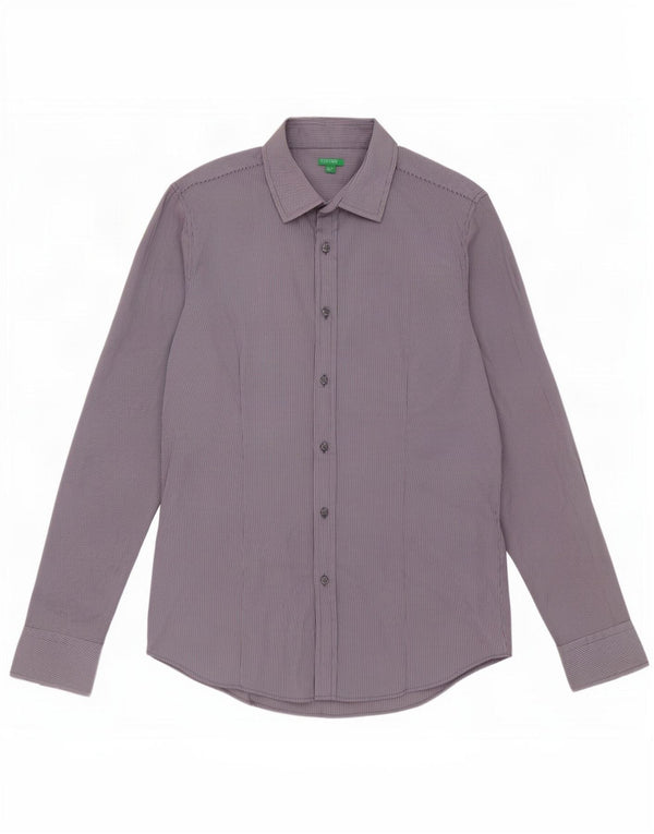 Benetton Herrenhemd Mittelblauer Nadelstreifen