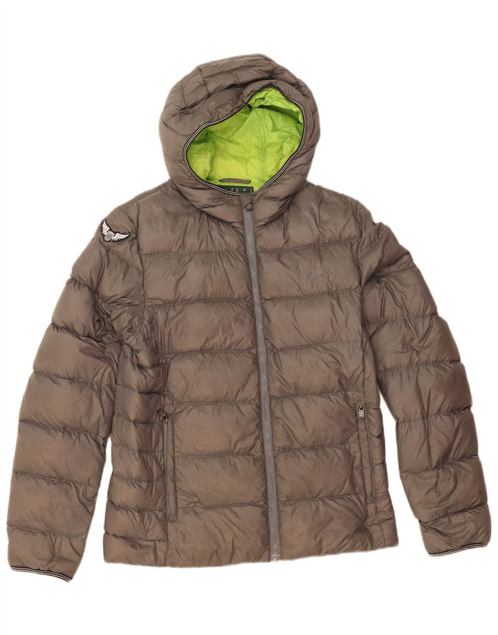 Fred Perry Herren-Jacke mit Kapuze, gepolstert, Größe 36, Grau