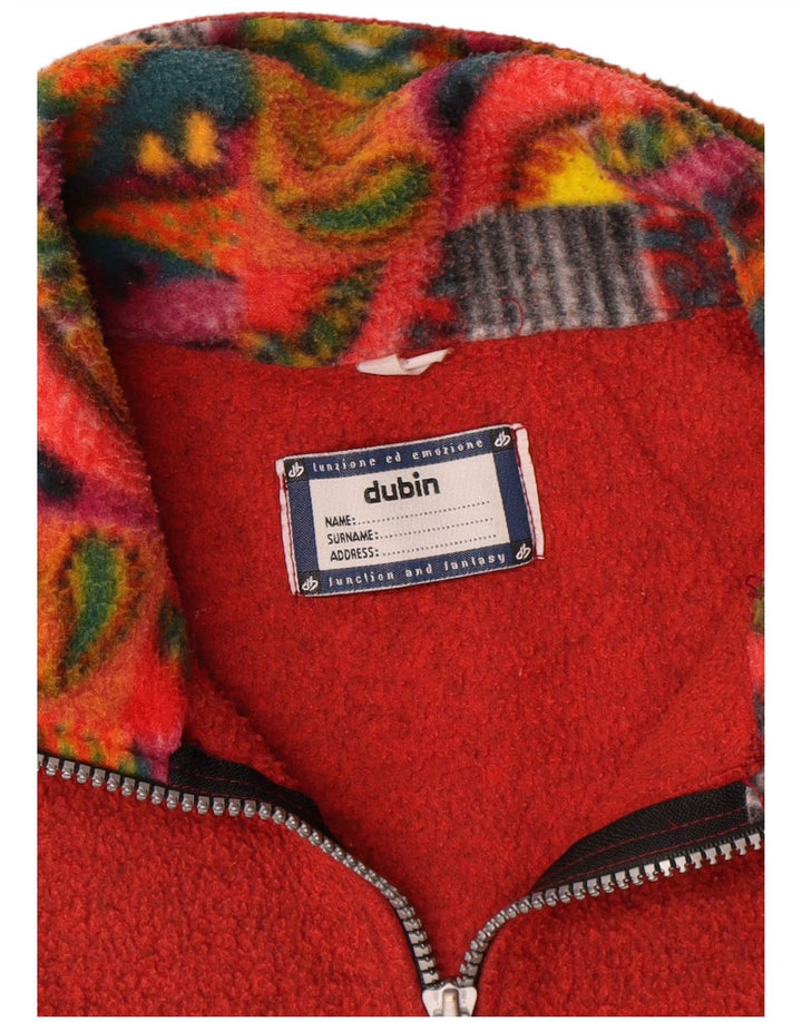 Dubin Herren-Fleecepullover mit Reißverschluss am Hals, groß, rot, geometrisch
