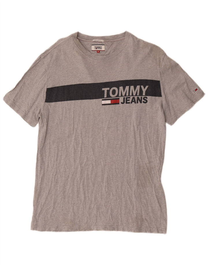 Tommy Hilfiger Herren-T-Shirt mit normaler Passform, mittelgrauer Baumwolle