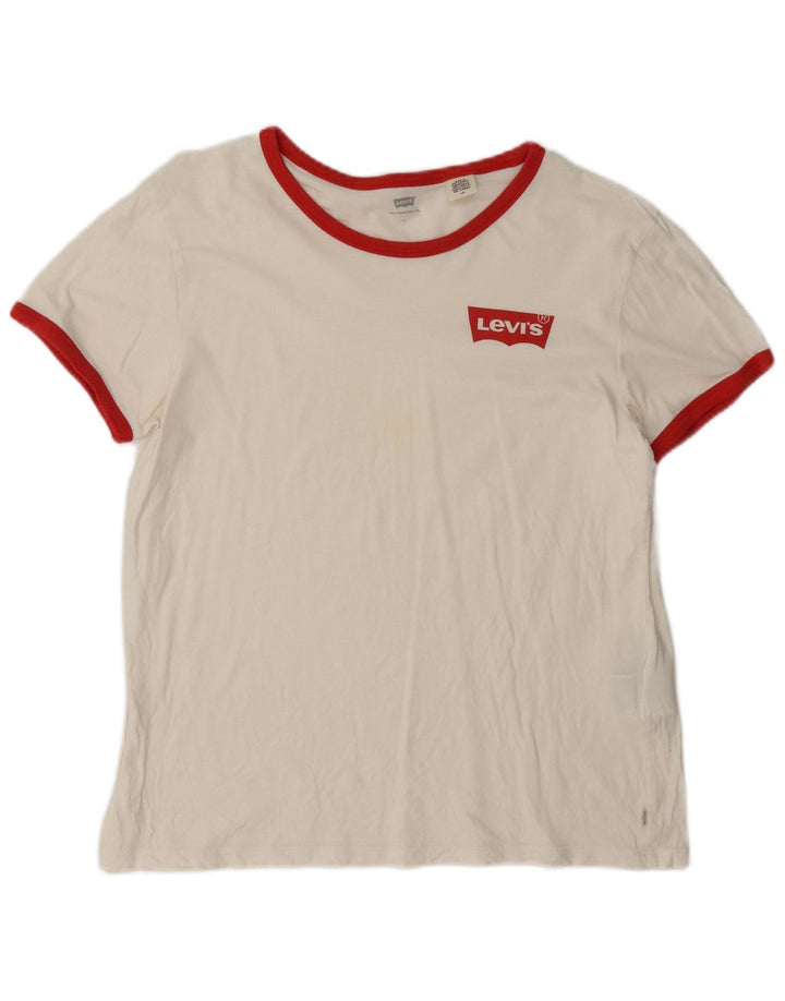 Levi's Damen T-Shirt Top UK 16 Large Weiße Baumwolle