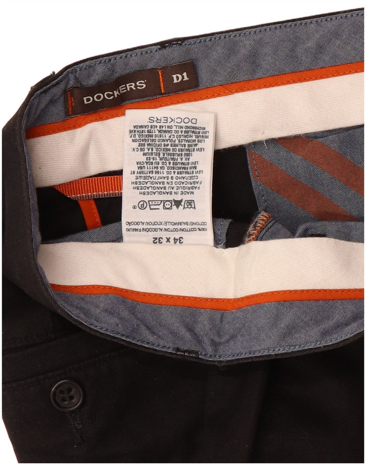 Dockers Herren gerade Chinohose W34 L30 schwarze Baumwolle