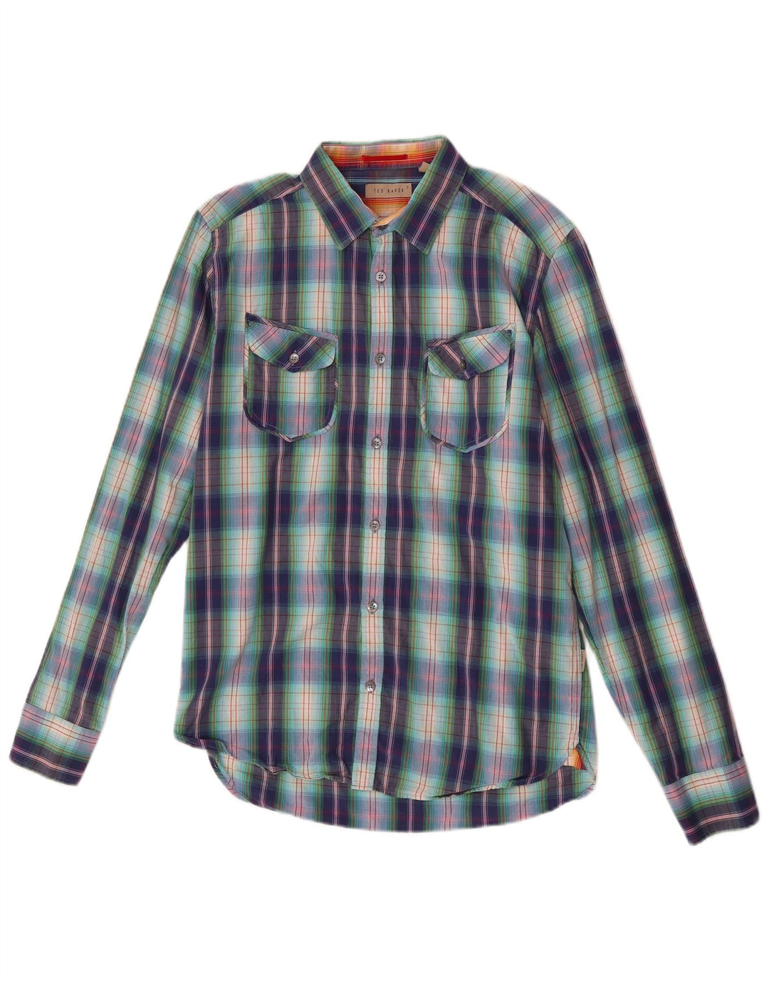 Ted Baker Herrenhemd, Größe 3, mittelgroß, mehrfarbig, kariert, Baumwolle