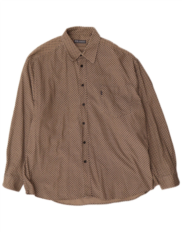 LERROS Mens Corduroy Shirt 2XL Beige Spotted Cotton