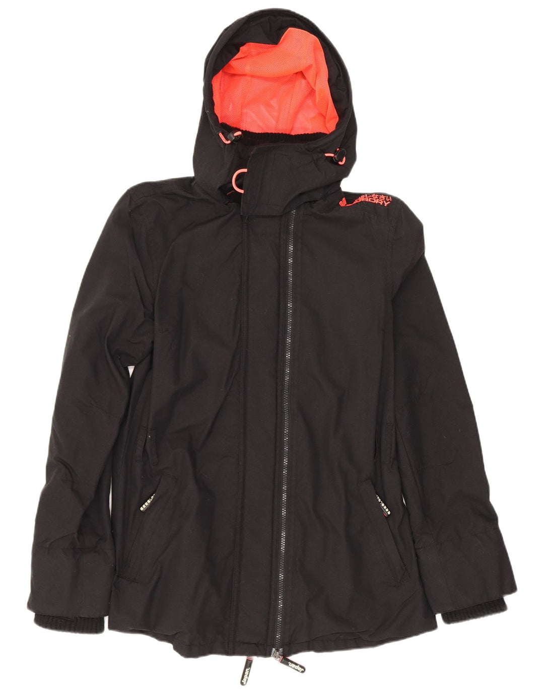 Superdry Damen The Windmac Hooded Rain Jacket UK 36 Small Schwarz Polyester