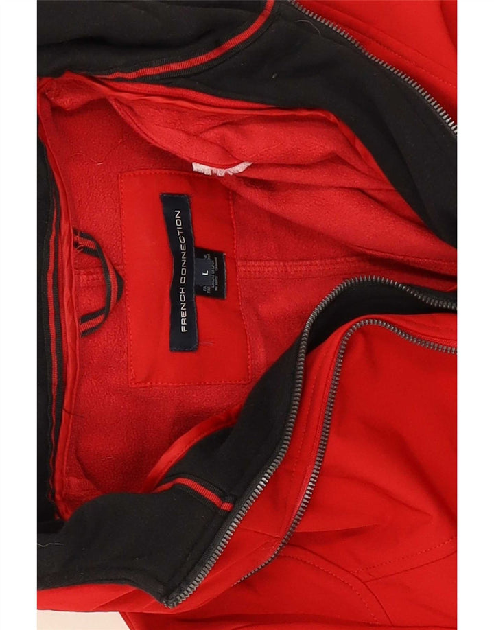 French Connection Damen-Regenjacke mit Kapuze, reguläre Passform, UK 14, Größe L, Rot