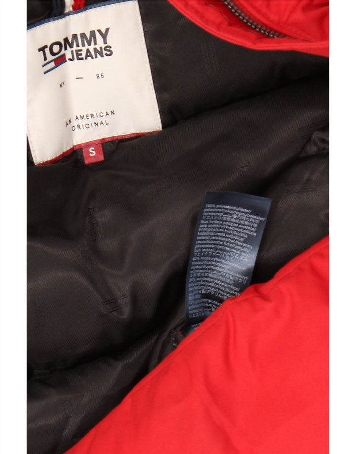 Tommy Hilfiger Damen-Jacke mit Kapuze, gepolstert, UK 10, Größe S, Rot, Polyester