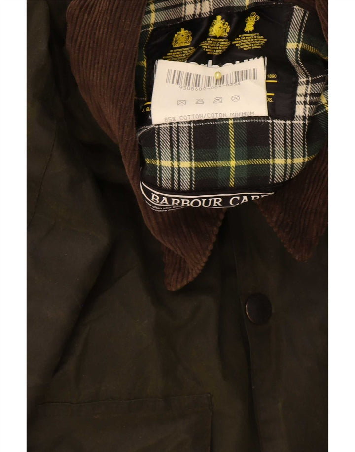 Barbour Herren-Jacke aus gewachster Baumwolle mit Rand, UK 40, mittlerer Khaki-Farbblock
