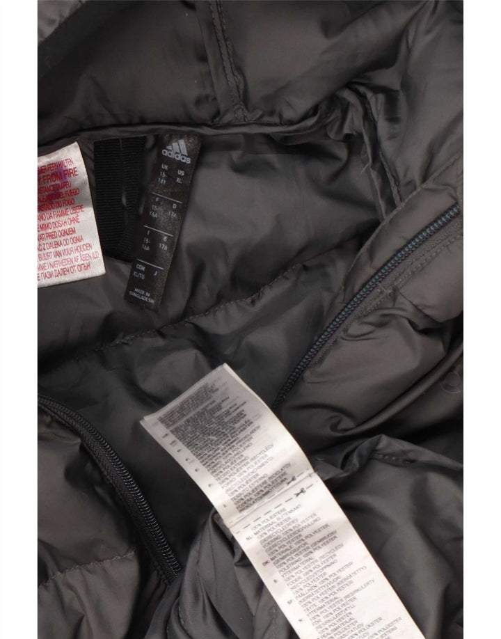 Adidas Jungen wattierte Jacke mit Kapuze, 15–16 Jahre, graues Polyester