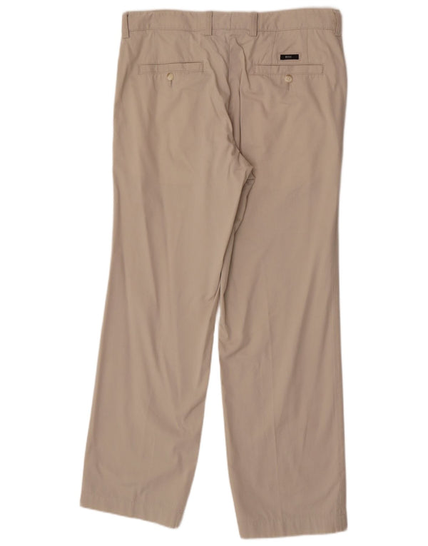 Hugo Boss Herren gerade Chinohose UK 50 Large W34 L32 Beige Baumwolle