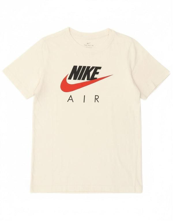 Nike Jungen-T-Shirt mit Grafik, 12–13 Jahre, groß, cremefarbene Baumwolle