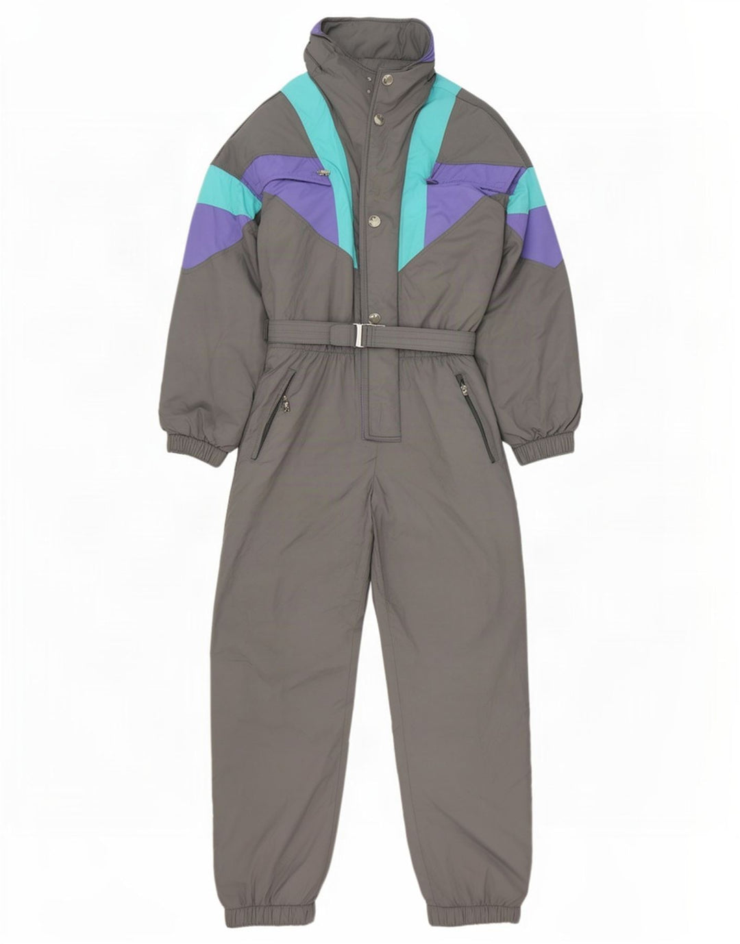 Vintage Herren-Ski-Overall, klein, grau, Farbblock