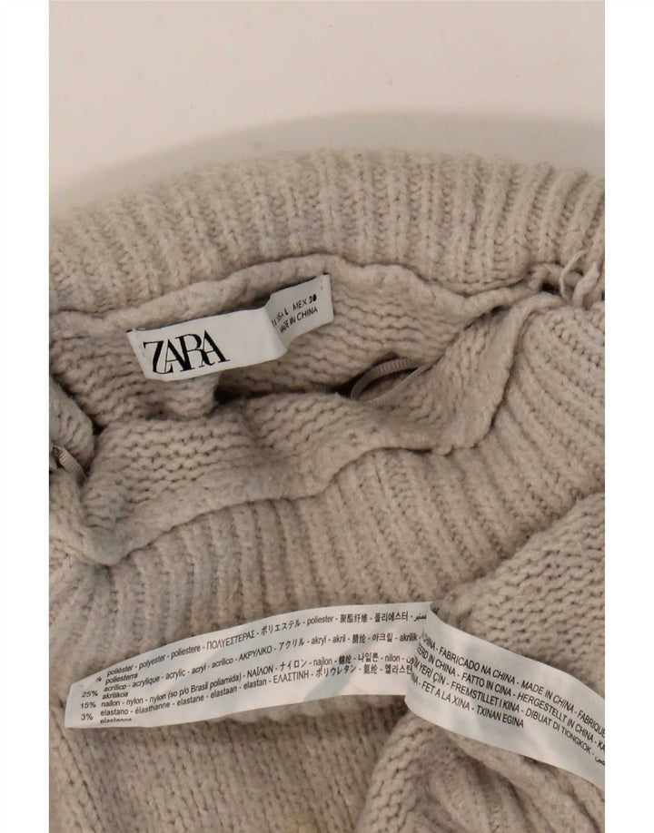 Zara Damen-Pullover mit Rollkragen, übergroß, Größe 44, Grau, Polyester