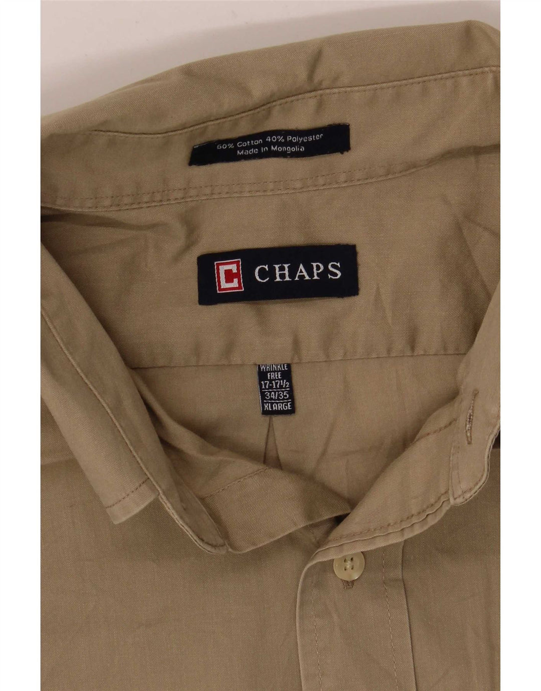 Chaps Herrenhemd Größe 17 1/2 XL Khaki Baumwolle