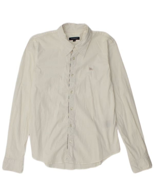 Burberry Damenhemd UK 10 Small aus weißer Baumwolle