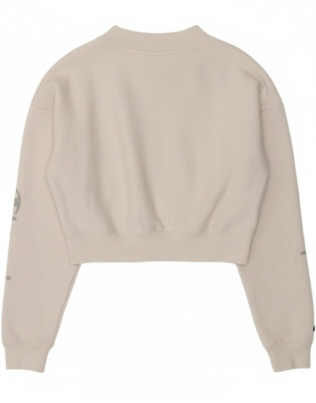 CHAMPION Womens Crop Graphic Sweatshirt Jumper UK 10 Small Off White