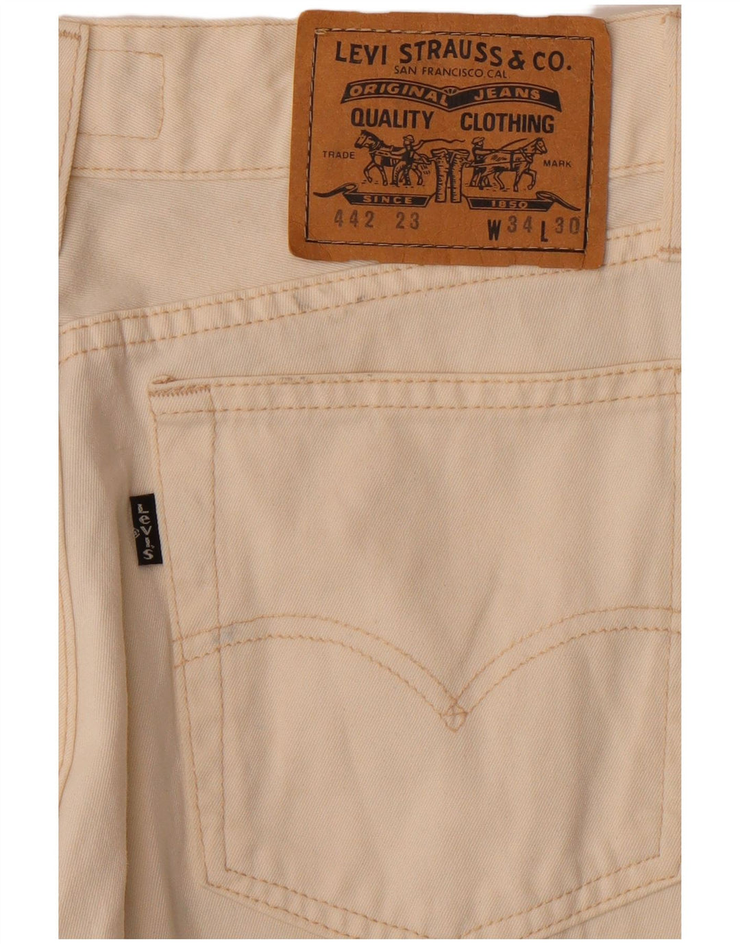 LEVI'S Womens Straight Jeans W34 L30 Off White Cotton