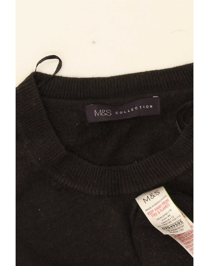 Marks & Spencer Damen-Pullover mit Rundhalsausschnitt, Gr. 42, Größe L, Schwarz