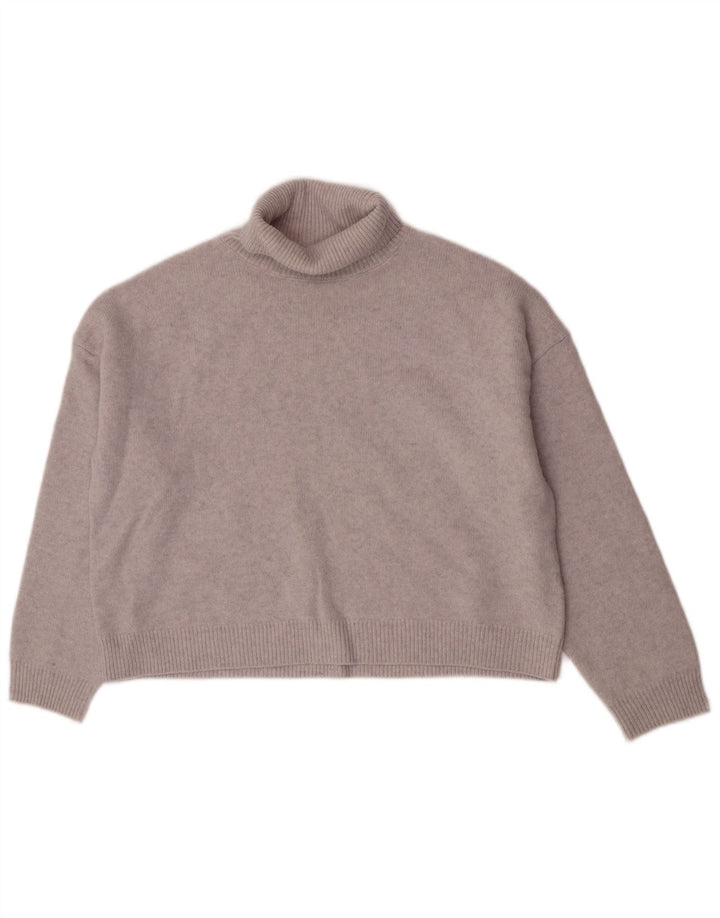 Massimo Dutti Damen Übergroßer Rollkragenpullover Pullover UK 6 XS Graue Wolle