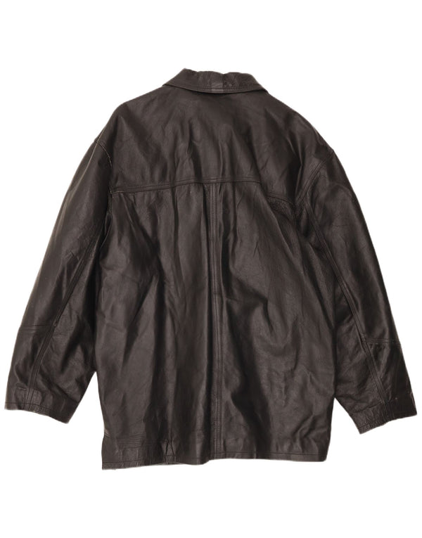 VINTAGE Herren Lederjacke IT 54 2XL Schwarzes Leder