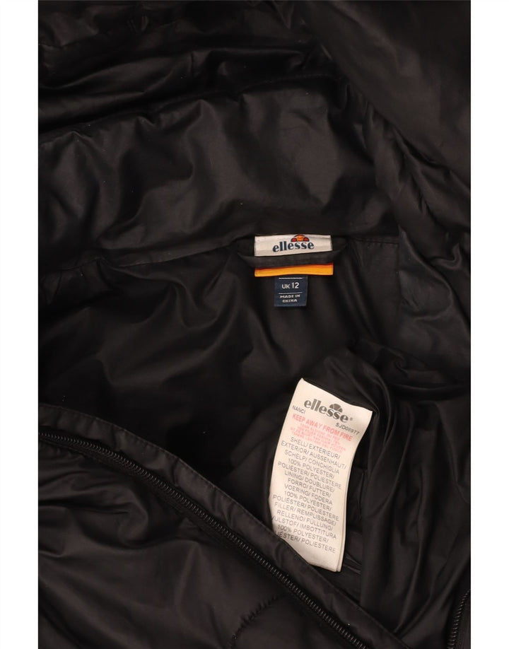 ELLESSE Damen Übergroße, gepolsterte Kapuzenjacke UK 12 Mittelschwarzes Polyester