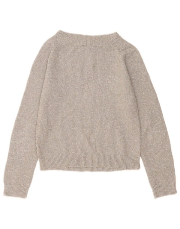 Oasis Damen-Pullover mit bauchfreiem U-Boot-Ausschnitt, Gr. 6, XS, grau geflecktes Acryl