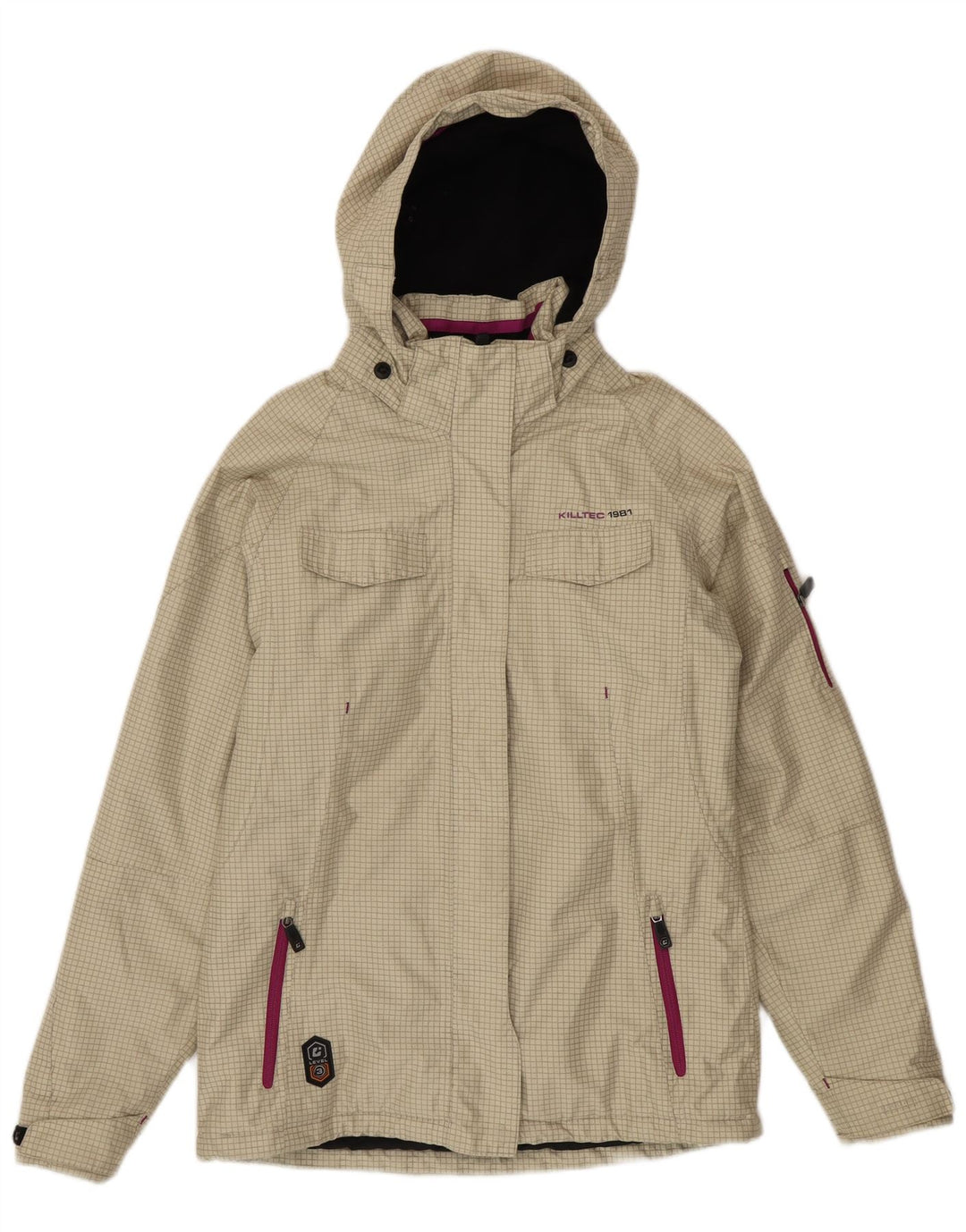 Killtec Windjacke für Mädchen, 15–16 Jahre, beige kariertes Polyester