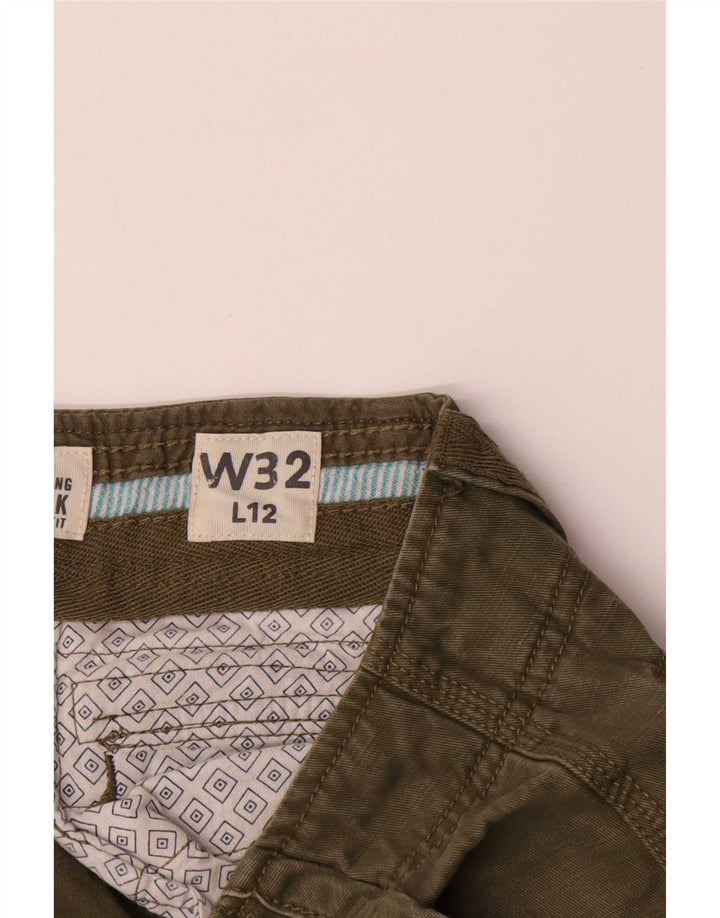 Fat Face Herren-Cargo-Shorts, mittelgroß, W32, grüne Baumwolle