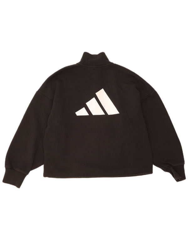 Adidas Damen Übergroßer Grafik-Sweatshirt-Pullover UK 12/14 Medium Schwarz