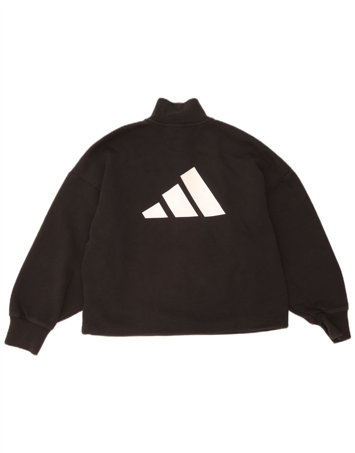 Adidas Damen Übergroßer Grafik-Sweatshirt-Pullover UK 12/14 Medium Schwarz