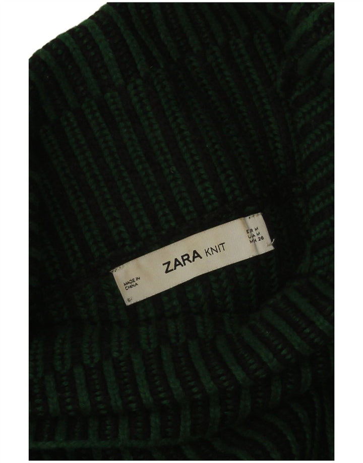 Übergroßer Rollkragenpullover von Zara für Damen, Gr. 14, mittelgrün gestreift