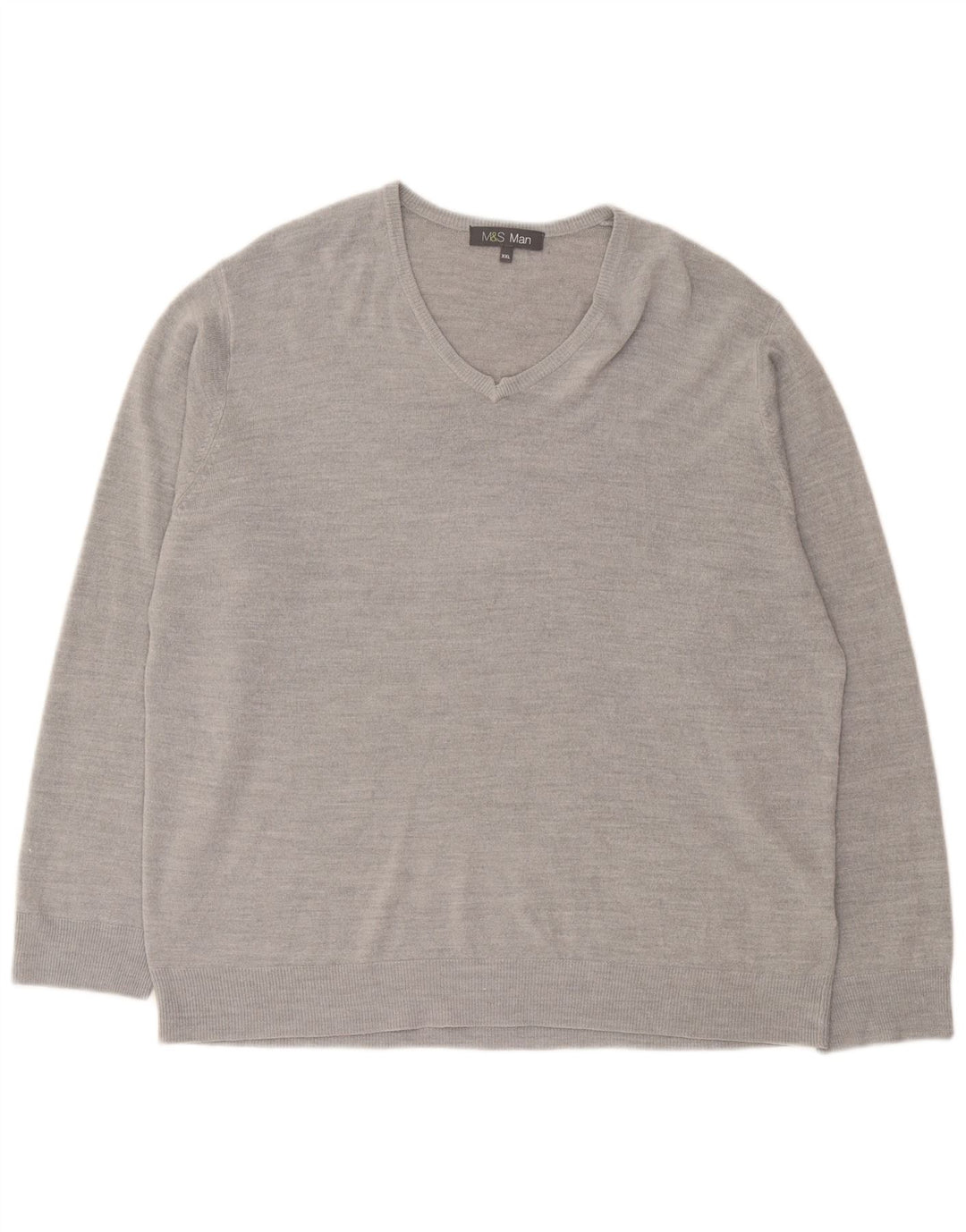 Marks & Spencer Herren-Pullover mit V-Ausschnitt, 2XL, graues Acryl