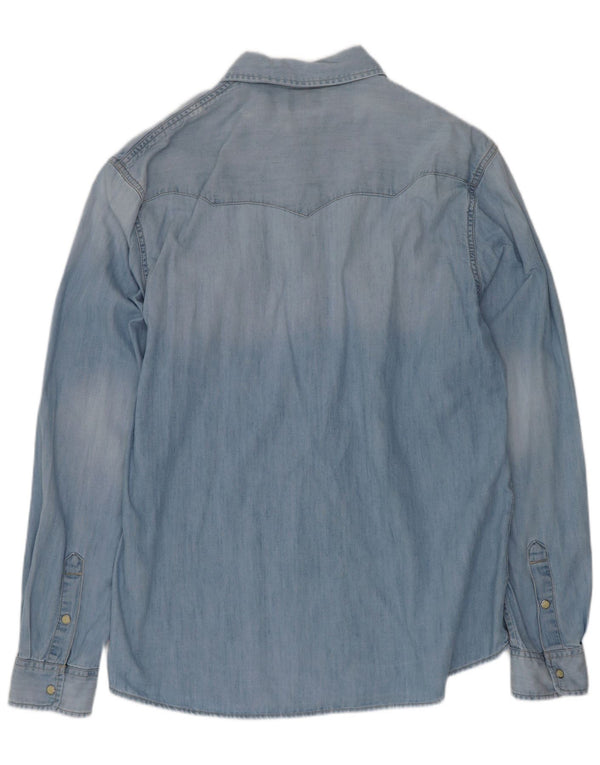Wrangler Herren-Jeanshemd mit normaler Passform, große blaue Baumwolle