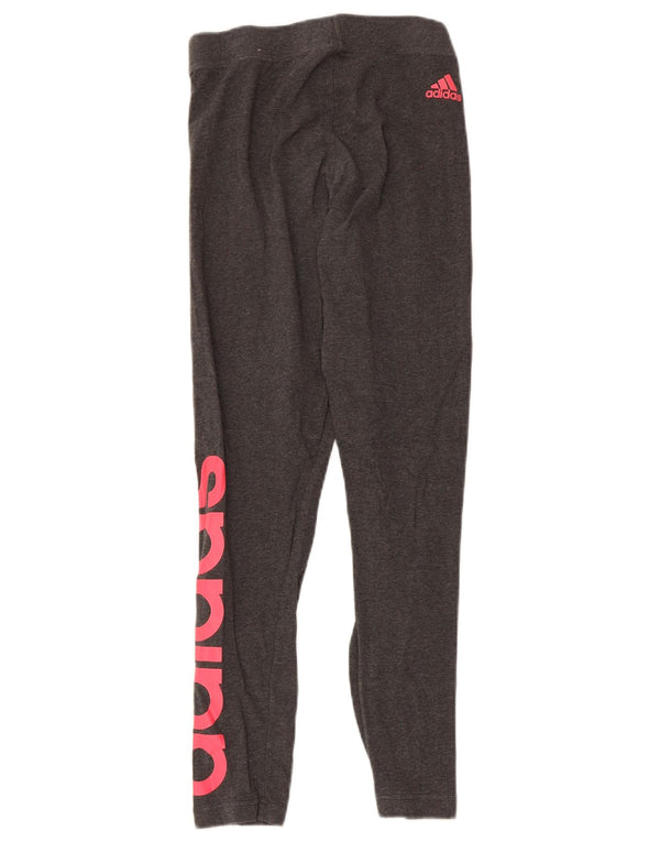 Adidas Womens Graphic Leggings UK 8/10 Small Grey Cotton